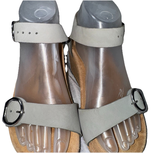 Papillio By Birkenstock Soley EU36 US L5 Dove Gray Nubuck Leather Wedge Sandals. - Picture 2 of 9